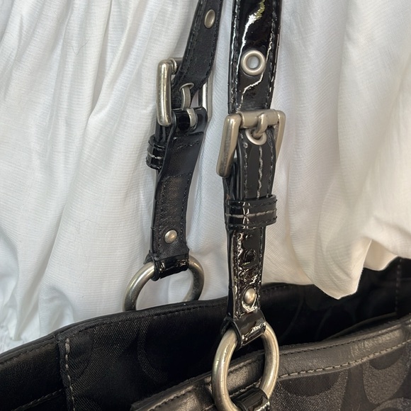 Coach signature Lurex Shoulder bag  tote  canvas/leather  black / black metallic - Picture 7 of 17